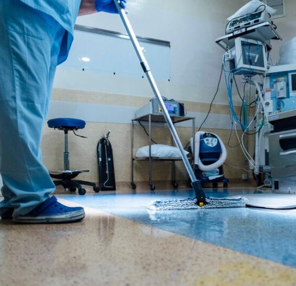 Concept photo of A hospital worker doing cleaning in operation room